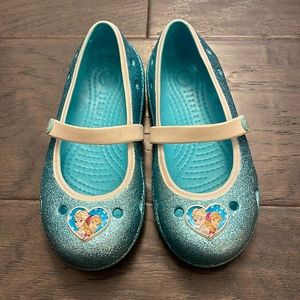 CROCS Kids Water Shoes in Sparkly Blue and Cream